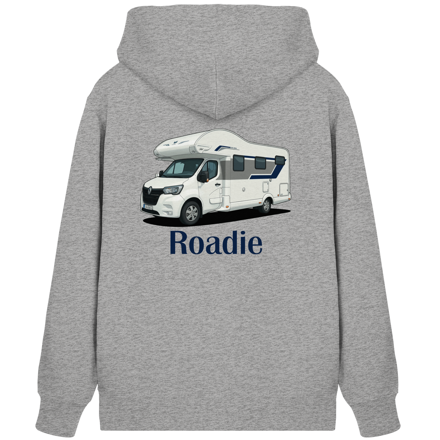 Premium Organic Zipper "Heather Grey" - vorne und hinten bedruckt mit Deiner Camper Illustration