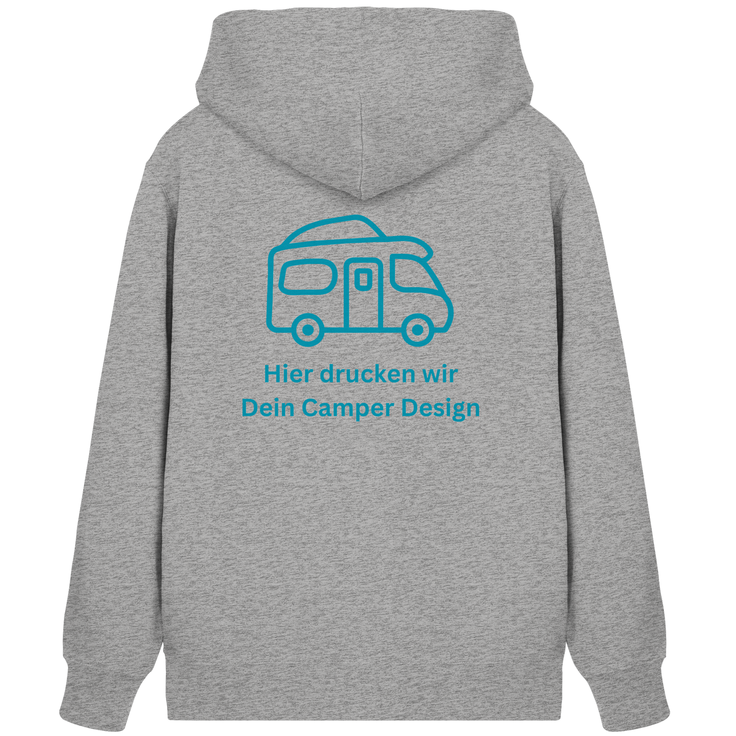 Premium Organic Zipper "Heather Grey" - vorne und hinten bedruckt mit Deiner Camper Illustration