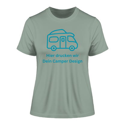 Fitted Ladies Organic Shirt "Aloe" - bedruckt mit Deiner Camper Illustration