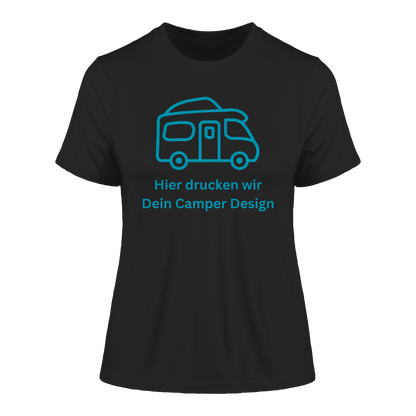 Fitted Ladies Organic Shirt "Black" - bedruckt mit Deiner Camper Illustration