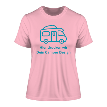 Fitted Ladies Organic Shirt "Cotton Pink" - bedruckt mit Deiner Camper Illustration