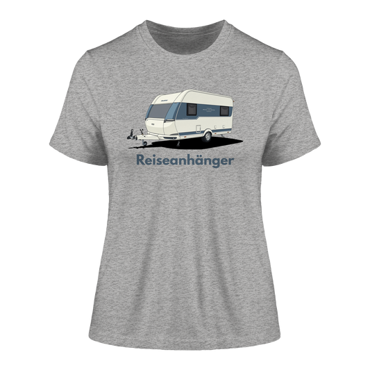 Fitted Ladies Organic Shirt "Heather Grey" - bedruckt mit Deiner Camper Illustration