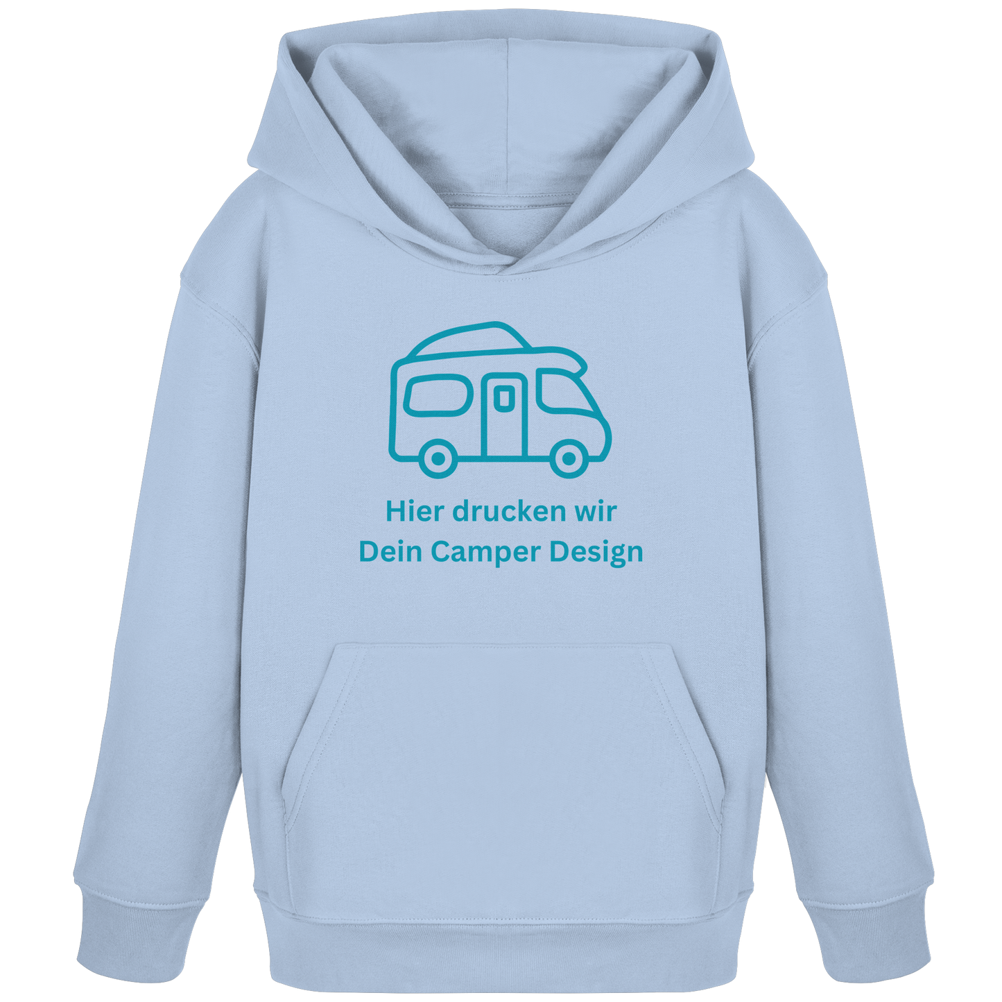 Kids Organic Hoodie "Blue Soul" - bedruckt mit Deiner Camper Illustration