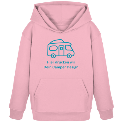 Kids Organic Hoodie "Cotton Pink" - bedruckt mit Deiner Camper Illustration