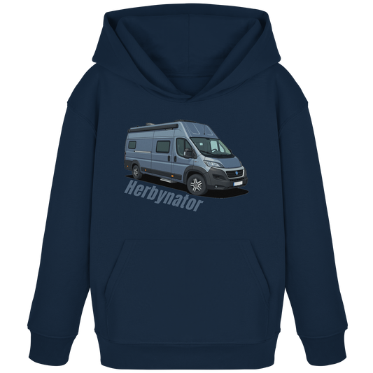 Kids Organic Hoodie "French Navy" - bedruckt mit Deiner Camper Illustration