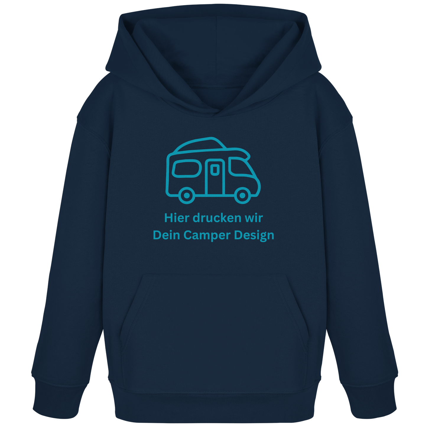 Kids Organic Hoodie "French Navy" - bedruckt mit Deiner Camper Illustration