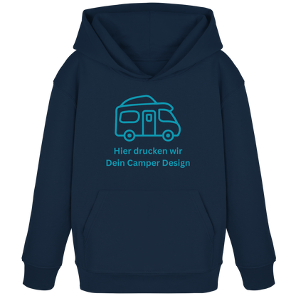 Kids Organic Hoodie "French Navy" - bedruckt mit Deiner Camper Illustration