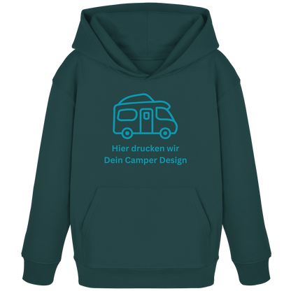 Kids Organic Hoodie "Glazed Green" - bedruckt mit Deiner Camper Illustration