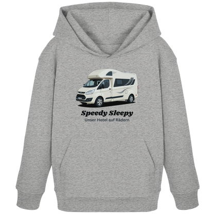 Kids Organic Hoodie "Heather Grey" - bedruckt mit Deiner Camper Illustration