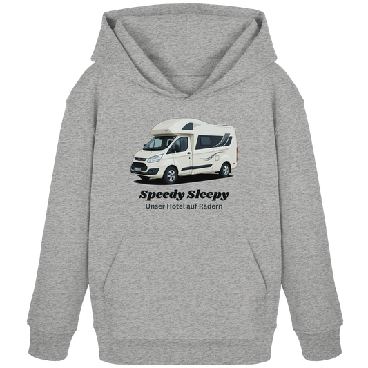 Kids Organic Hoodie "Heather Grey" - bedruckt mit Deiner Camper Illustration