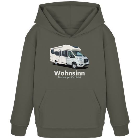 Kids Organic Hoodie "Khaki" - bedruckt mit Deiner Camper Illustration