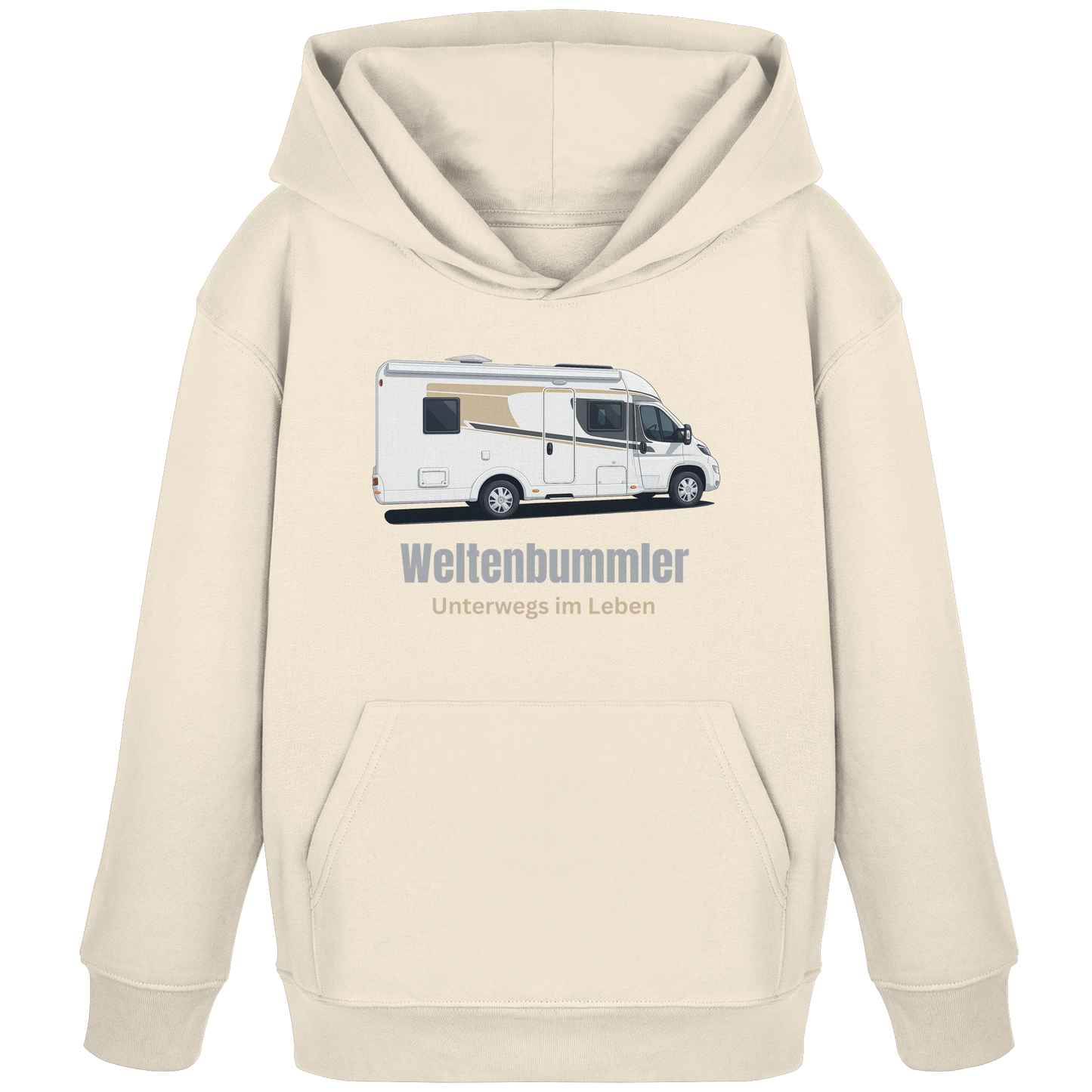 Kids Organic Hoodie "Natural Raw" - bedruckt mit Deiner Camper Illustration