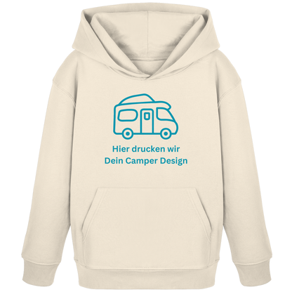 Kids Organic Hoodie "Natural Raw" - bedruckt mit Deiner Camper Illustration