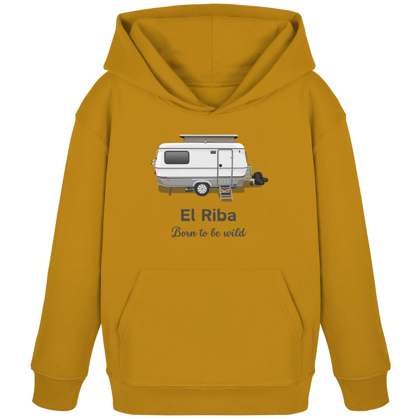 Kids Organic Hoodie "Ochre" - bedruckt mit Deiner Camper Illustration