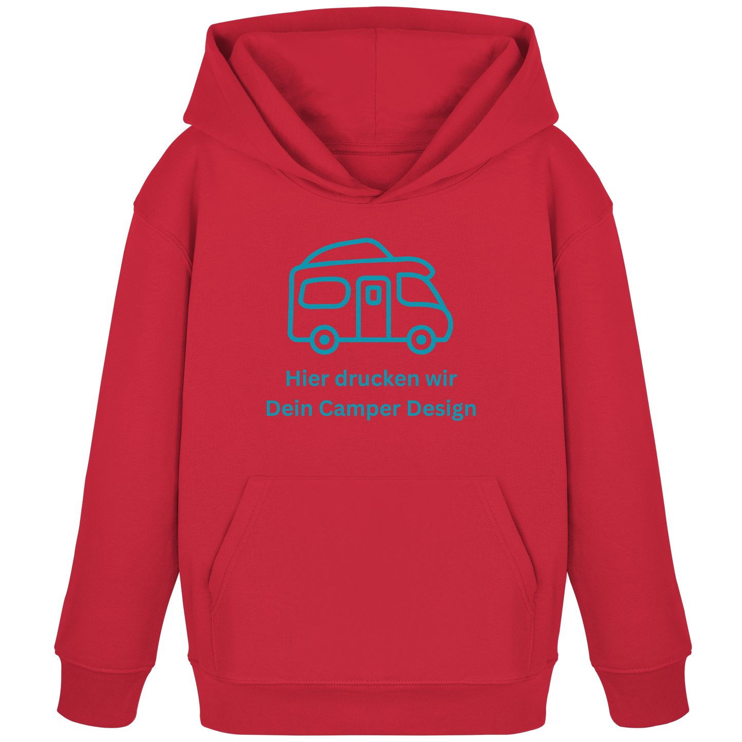 Kids Organic Hoodie "Red" - bedruckt mit Deiner Camper Illustration