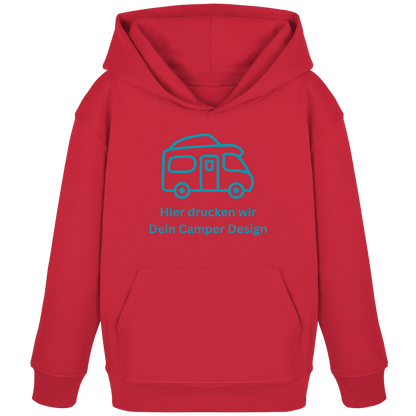 Kids Organic Hoodie "Red" - bedruckt mit Deiner Camper Illustration