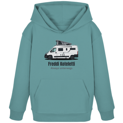 Kids Organic Hoodie "Teal Monstera" - bedruckt mit Deiner Camper Illustration
