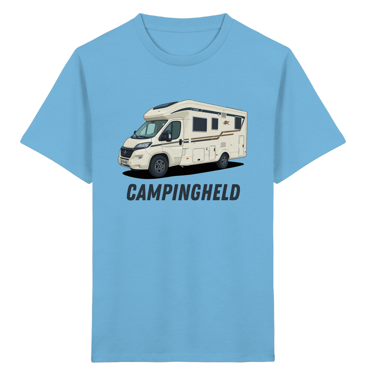 Kids Organic Shirt "Aqua Blue" - bedruckt mit Deiner Camper Illustration