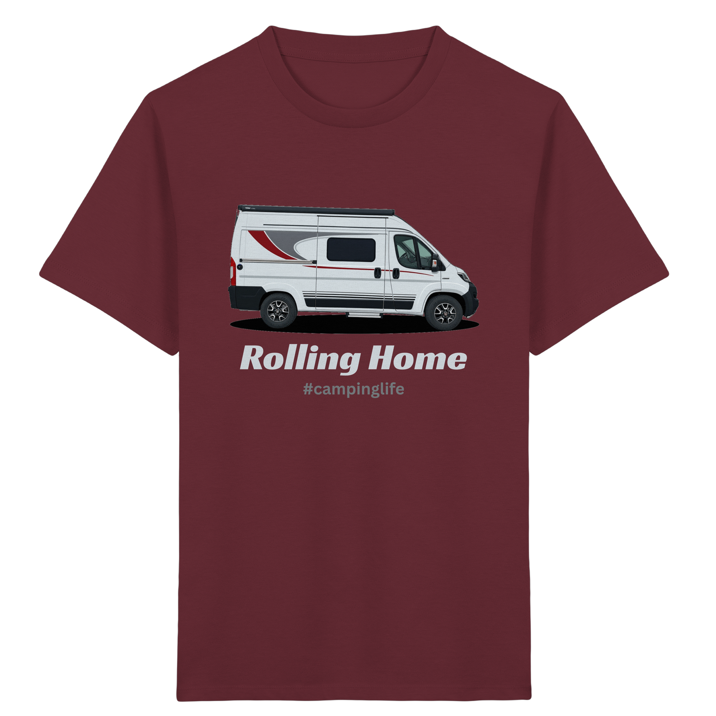 Kids Organic Shirt "Burgundy" - bedruckt mit Deiner Camper Illustration