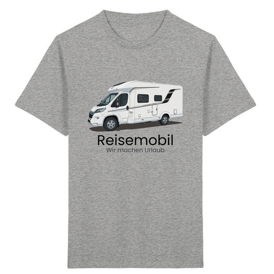 Kids Organic Shirt "Heather Grey" - bedruckt mit Deiner Camper Illustration