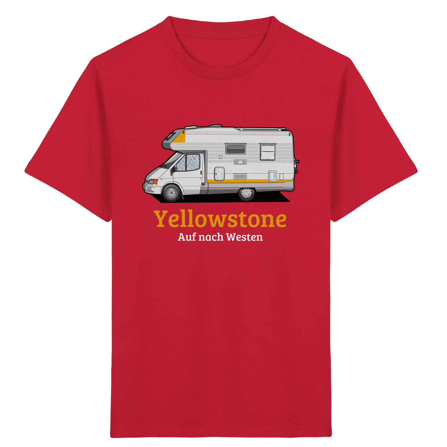 Kids Organic Shirt "Red" - bedruckt mit Deiner Camper Illustration