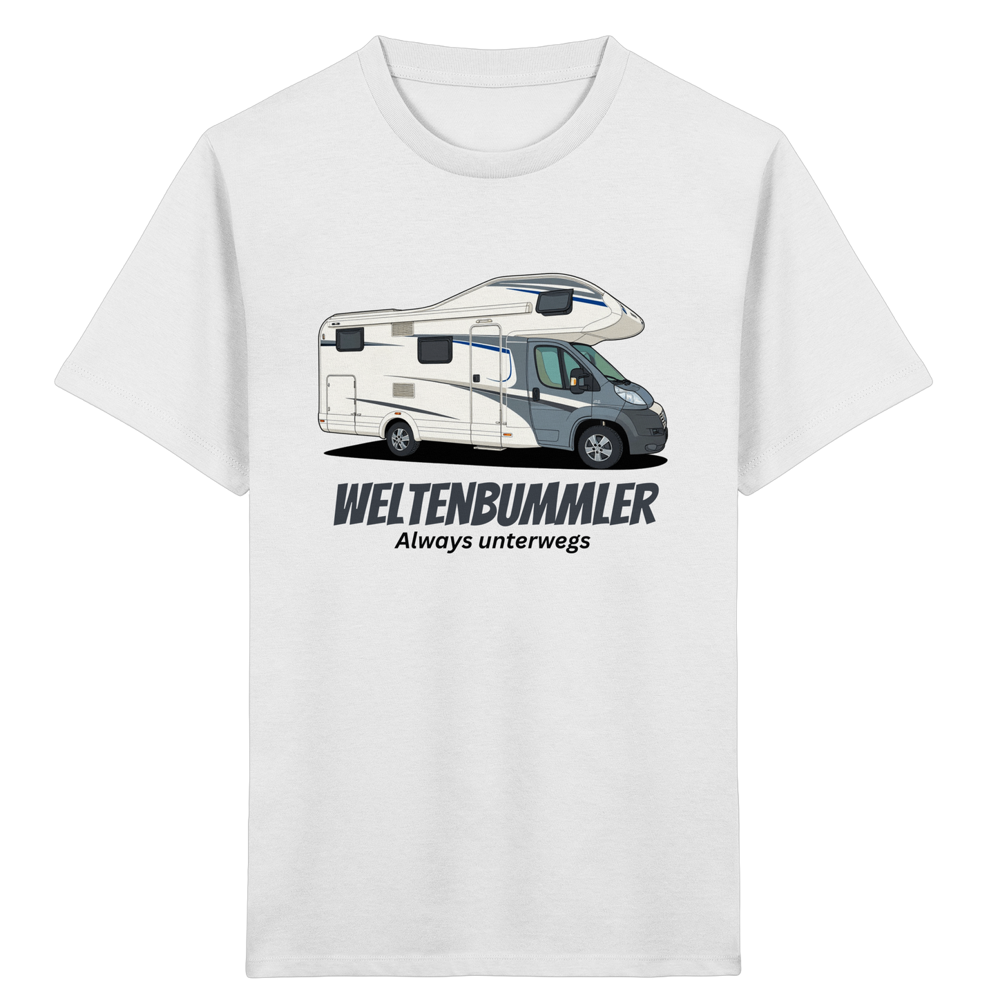 Kids Organic Shirt "White" - bedruckt mit Deiner Camper Illustration