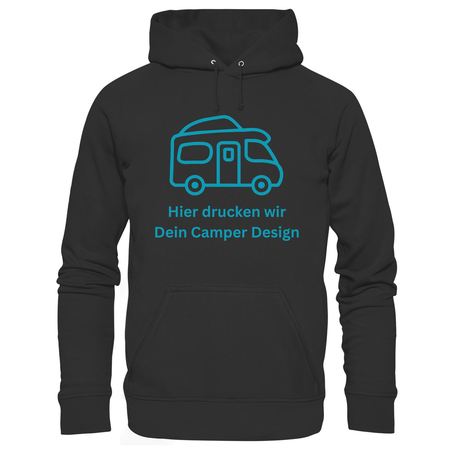 Organic Hoodie "Black" - bedruckt mit Deiner Camper Illustration
