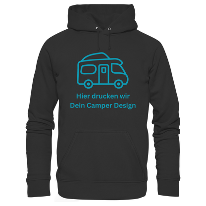 Organic Hoodie "Black" - bedruckt mit Deiner Camper Illustration
