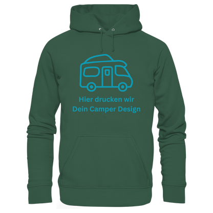 Organic Hoodie "Bottle Green" - bedruckt mit Deiner Camper Illustration