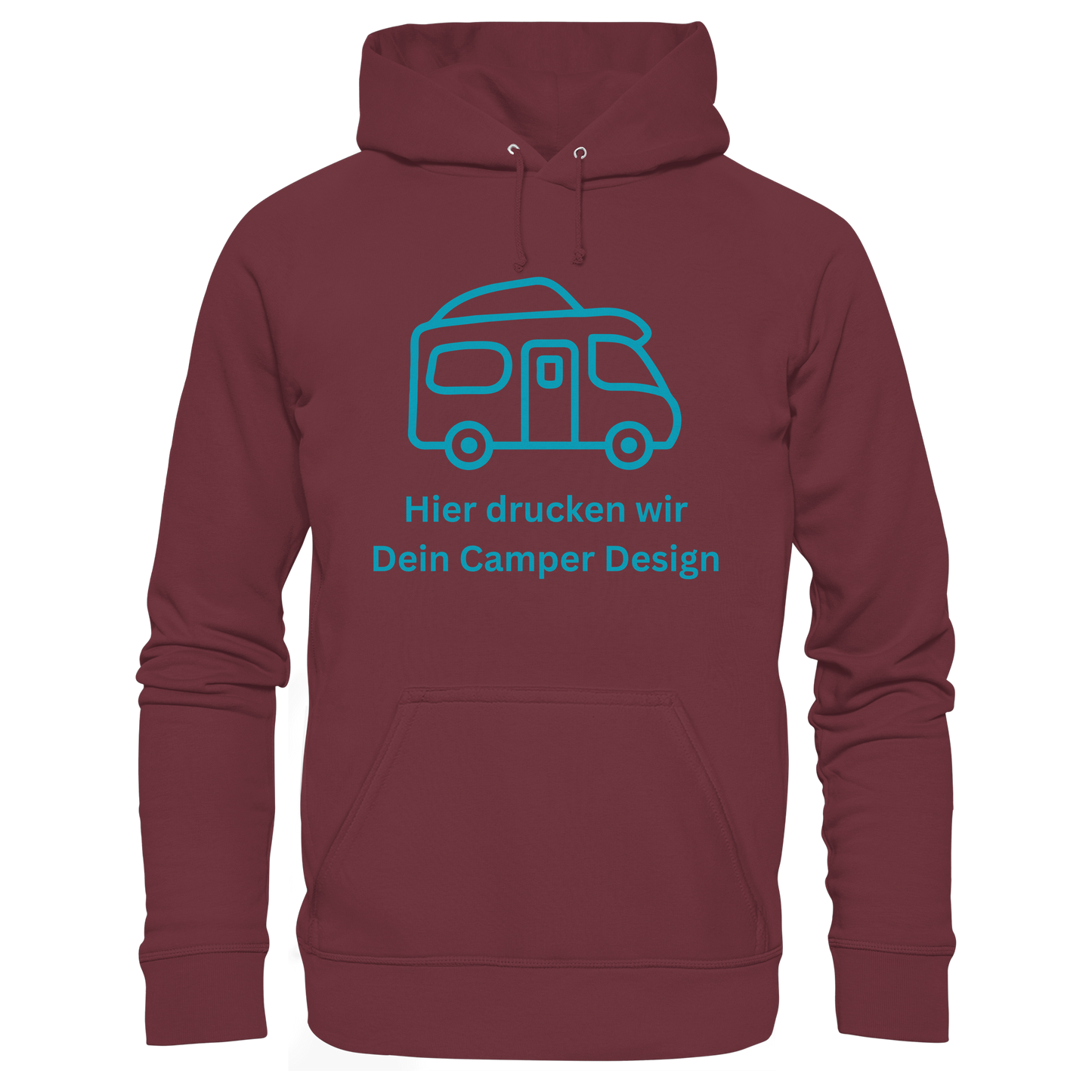 Organic Hoodie "Burgundy" - bedruckt mit Deiner Camper Illustration
