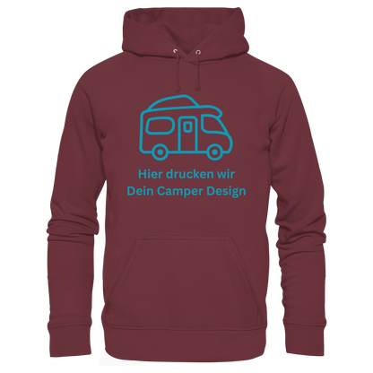 Organic Hoodie "Burgundy" - bedruckt mit Deiner Camper Illustration