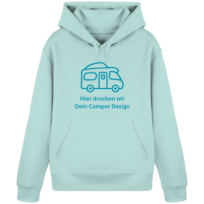 Organic Hoodie "Caribbean Blue" - bedruckt mit Deiner Camper Illustration