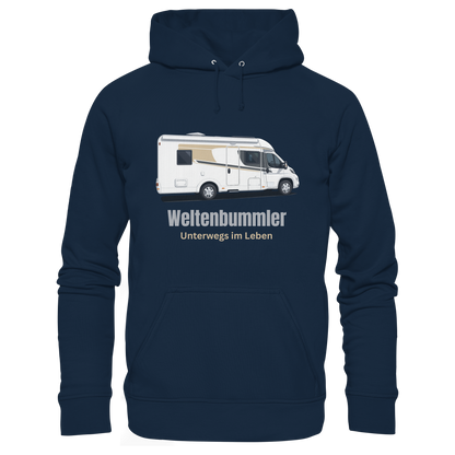 Organic Hoodie "French Navy" - bedruckt mit Deiner Camper Illustration