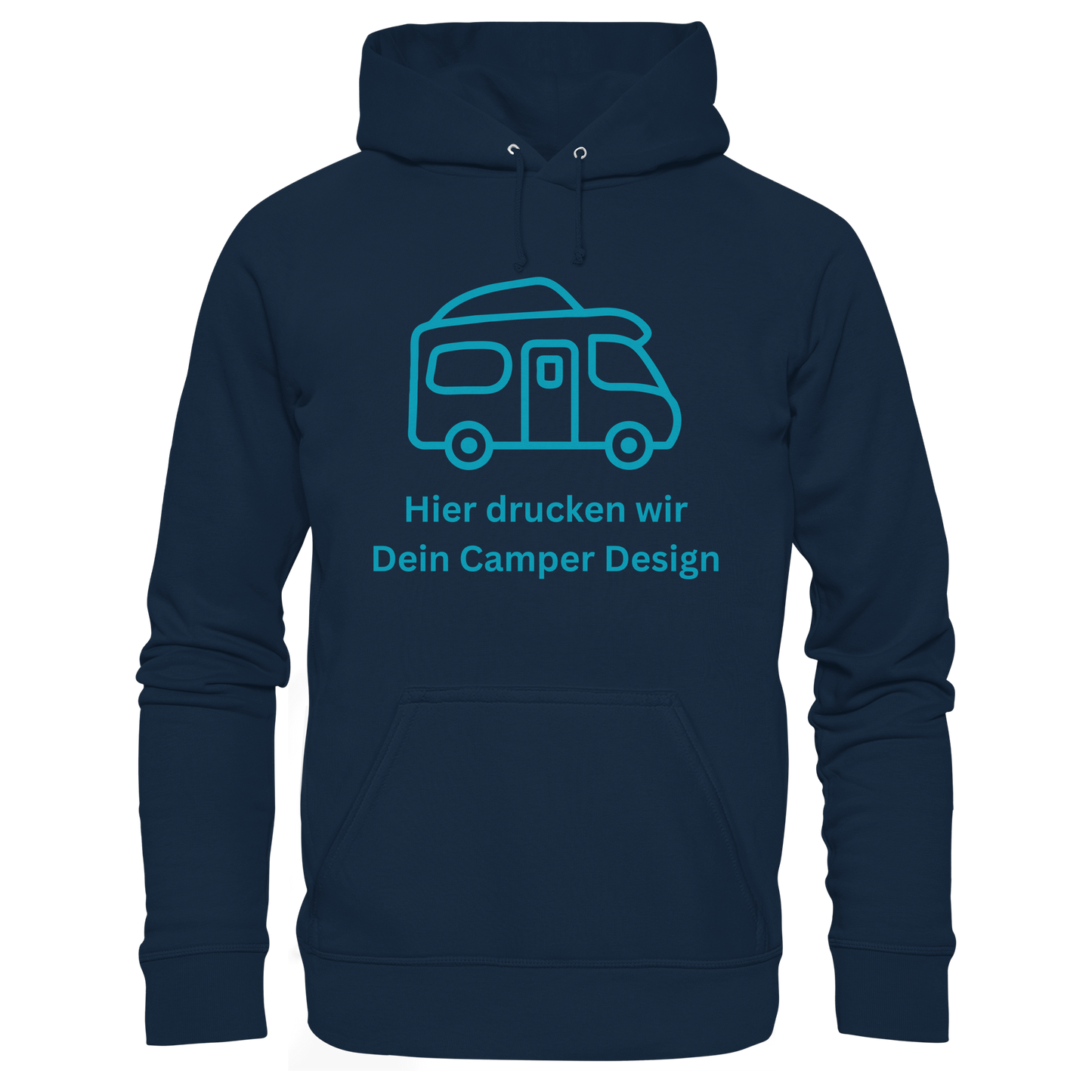 Organic Hoodie "French Navy" - bedruckt mit Deiner Camper Illustration
