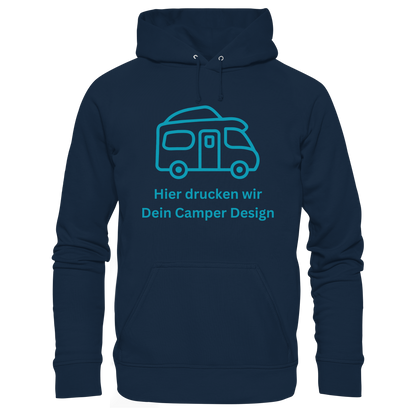 Organic Hoodie "French Navy" - bedruckt mit Deiner Camper Illustration