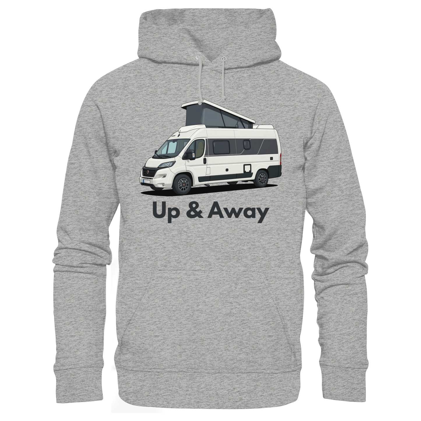 Organic Hoodie "Heather Grey" - bedruckt mit Deiner Camper Illustration