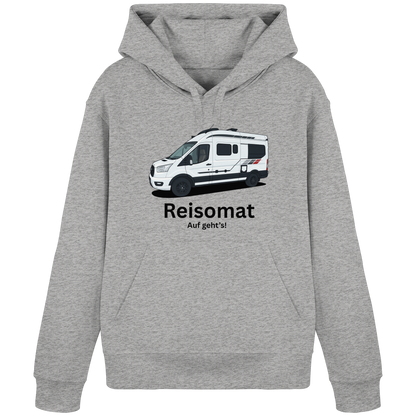 Organic Hoodie "Heather Grey" - bedruckt mit Deiner Camper Illustration