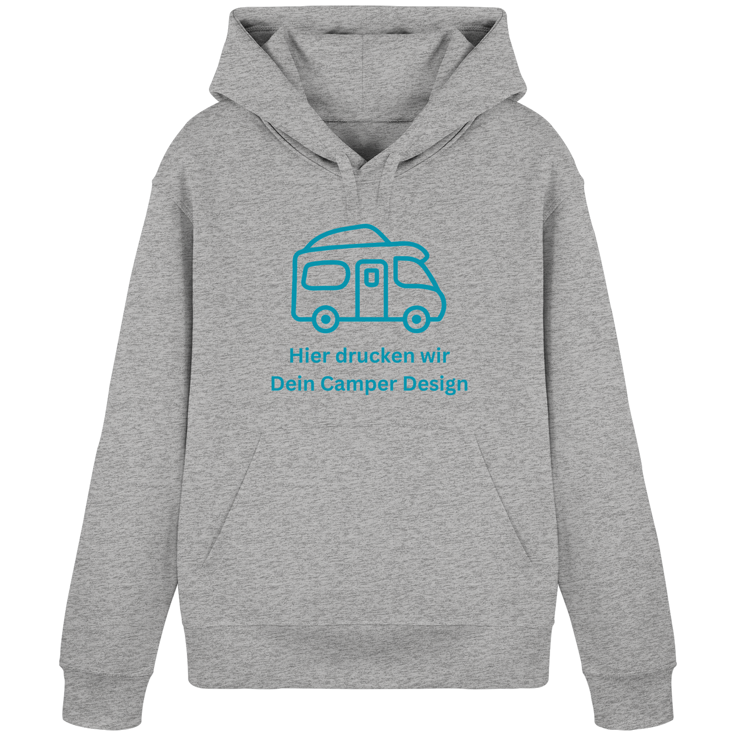 Organic Hoodie "Heather Grey" - bedruckt mit Deiner Camper Illustration