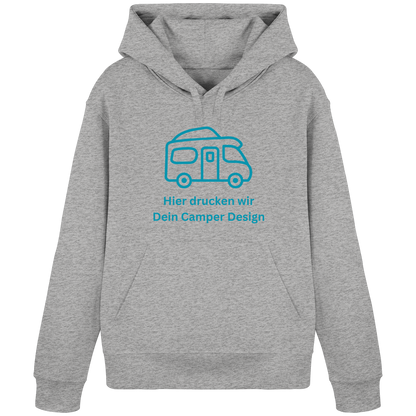 Organic Hoodie "Heather Grey" - bedruckt mit Deiner Camper Illustration