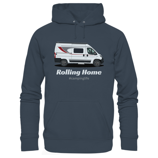 Organic Hoodie "India Ink Grey" - bedruckt mit Deiner Camper Illustration