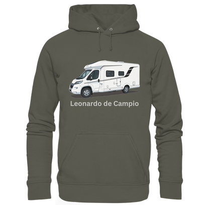 Organic Hoodie "Khaki" - bedruckt mit Deiner Camper Illustration