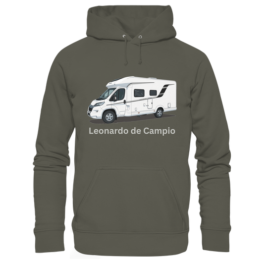 Organic Hoodie "Khaki" - bedruckt mit Deiner Camper Illustration