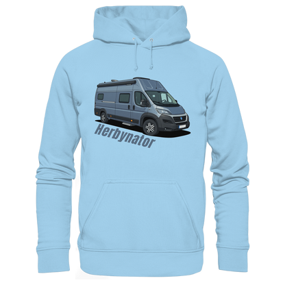 Organic Hoodie "Sky Blue" - bedruckt mit Deiner Camper Illustration
