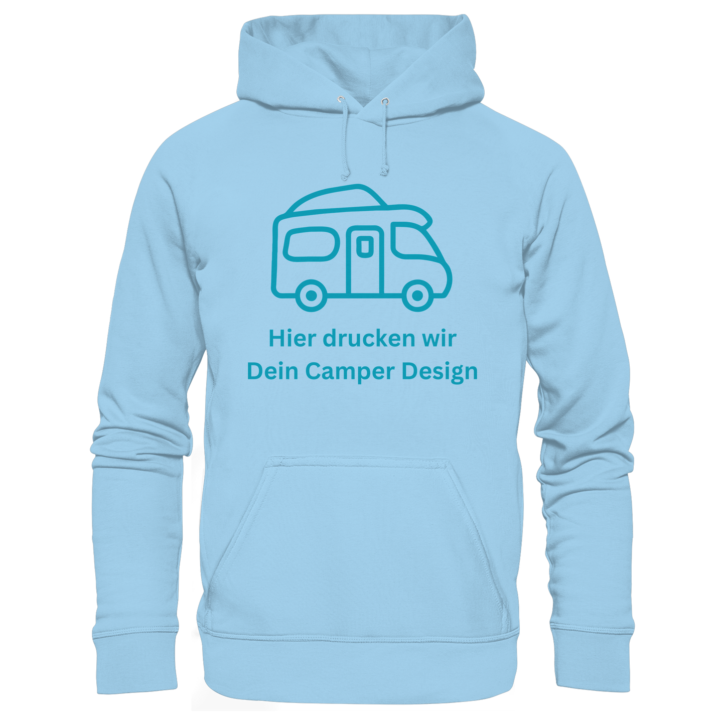 Organic Hoodie "Sky Blue" - bedruckt mit Deiner Camper Illustration