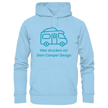 Organic Hoodie "Sky Blue" - bedruckt mit Deiner Camper Illustration