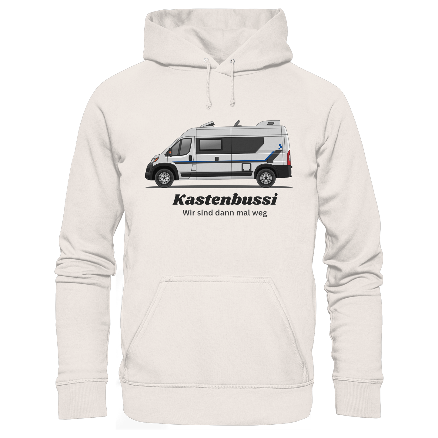 Organic Hoodie "Vintage White" - bedruckt mit Deiner Camper Illustration