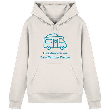 Organic Hoodie "Vintage White" - bedruckt mit Deiner Camper Illustration