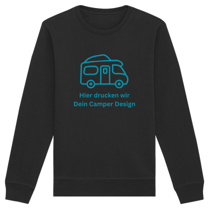 Organic Sweatshirt "Black" - bedruckt mit Deiner Camper Illustration