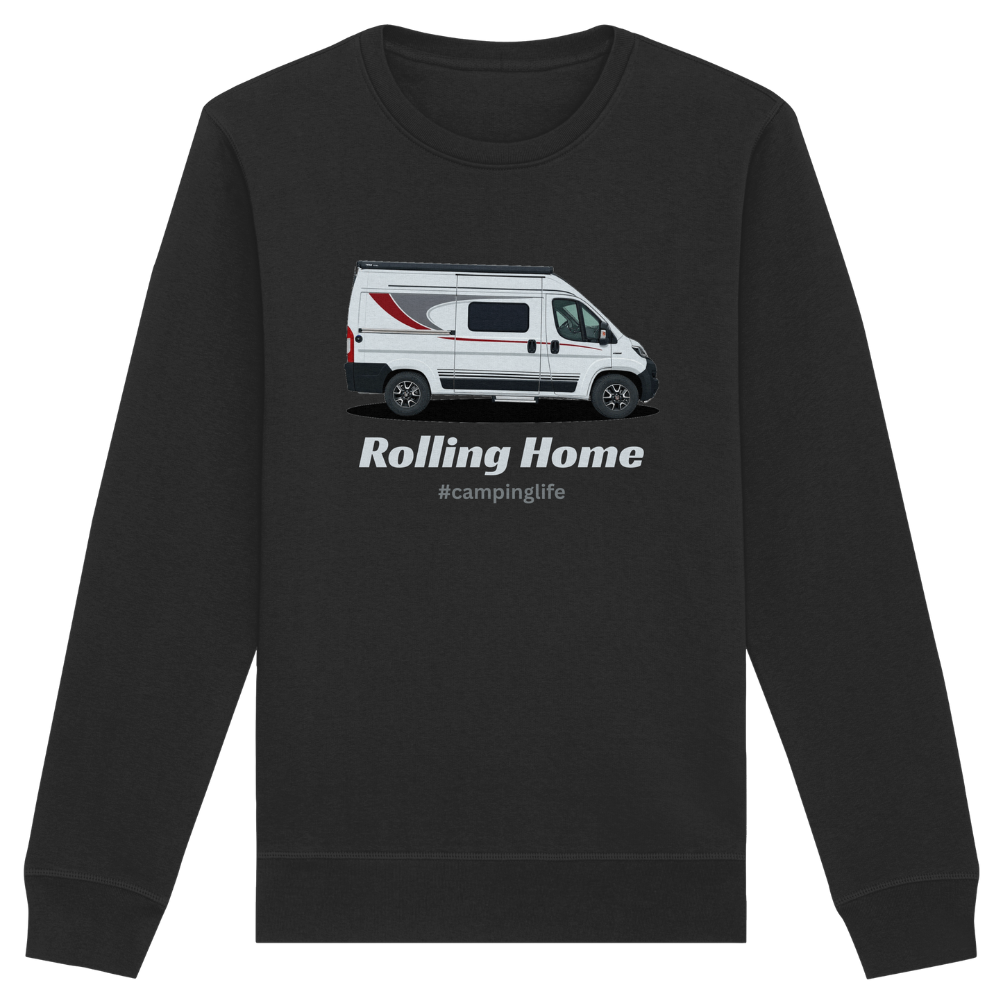 Organic Sweatshirt "Black" - bedruckt mit Deiner Camper Illustration