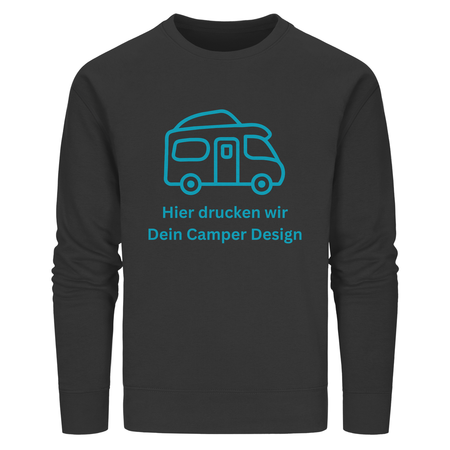Organic Sweatshirt "Black" - bedruckt mit Deiner Camper Illustration